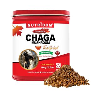 Nutridom Canadian Chaga Mushroom Tea Grind, Pebbles, Wild-Harvested, Hand-Picked, 160 g