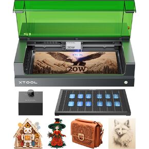 xTool S1 Laser Engraver, 20w Enclosed Diode Laser Cutter and Laser Engraving Machine with Smart Air Assist and Honeycomb for Cleaner Engraving and Cutting on Wood, Acrylic, Metal, Jewelry, Leather...