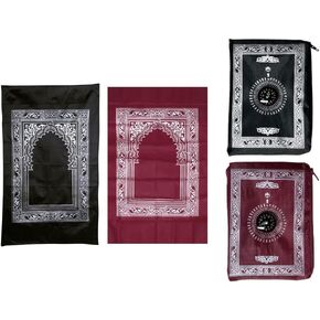 2 Pieces Prayer Mat, Musilm Prayer Mat, Polyester Prayer Rug, Portable Travel Prayer Mat, Travel Prayer Rug with Compass, for Muslim Prayer, Ramadan (60CMx100CM)