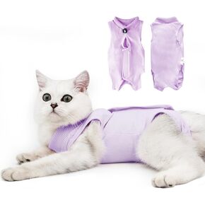 بدلة كات الاحترافية للشفاء من جروح البطن أو أمراض الجلد، بديل طوق إلكتروني للقطط والكلاب، بعد الجراحة، بدلة بيجامة (مقاس متوسط، أرجواني) in Kuwait
