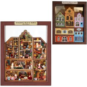 TOPBSFARNY 6 قطع من أدوات بيت الدمى DIY مجموعة إبداعية مصغرة ذات مشهد طبيعي بيت الدمية سلسلة عالمية مصغرة مجموعة مصغرة لغز خشبي ثلاثي الأبعاد للعبة عيد الميلاد (QH-6PCS)