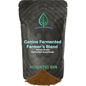 Canine Super Greens by Holistic Bin | Vegan Dog Nutritional Supplement with Marine Phytoplankton, Spirulina, Chlorella, & Fermented Barley Grass | Organic Skin and Coat Support (50 Grams)