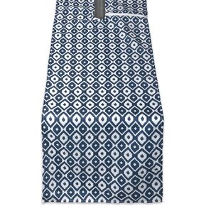 DII Ikat Outdoor Tabletop Collection Water Resistant, All Weather, Table Runner, 14x72 w/Zipper, Blue