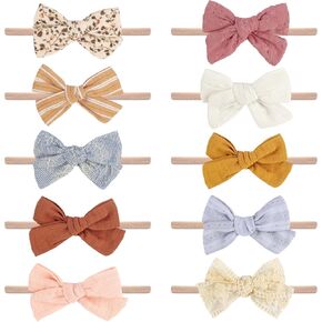 VISBL Baby Girl Headbands and Bows, Newborn Infant Toddler Nylon Elastics Hairbands Hair Accessories