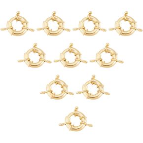 PH PandaHall 15pcs Sterling Silver Plated Brass Spring Ring Clasps Round Close Ring Clasp Findings for DIY Necklaces Anklets Jewelry Making 13x5x3mm
