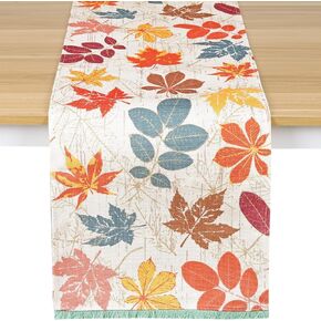Fall Table Runner, 13 x 72 Inch Seasonal Harvest Vintage Thanksgiving Kitchen Dining Table Decoration for Indoor Home Party Decor