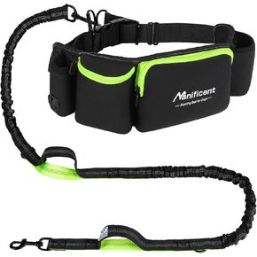 Manificent Hands Free Dog Leash for 2 Dogs, Wide Padded Waist Leash Double Dogs Leash Dog Running Leash for Dog with Reflective Stitching for Walks, Jogging, Running, Hiking, and Dog Training