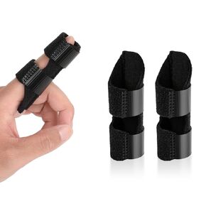 2 Pcs Finger Splint, Universal Finger Straightener, Adjustable Finger Splint, Mallet Finger Splint, Finger Support Brace for Arthritis, Injury, Sprain - Fits Index, Middle, & Ring Finger Pain(Black)