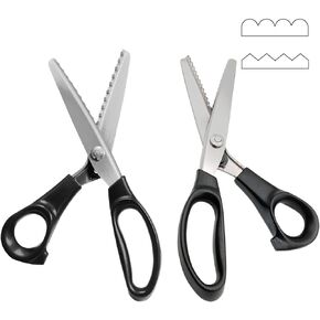 Pinking Shears Scissors for Fabric Paper Cutting, 9" Stainless Steel Zig Zag Cut Scissors, Professional Strong Sharpe Sewing Dressmaking Scissors, Decorative Edge Patterns Serrated