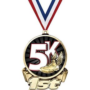 5K Race First Place Medal, 3" Gold 5K Trophy Medal Award Prime