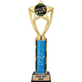 Crown Awards Spelling Trophies, 11" Gold Star Spelling Bee Trophy with Engraving Included Prime