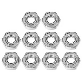 uxcell 10Pcs Hex Weld Nuts, M8x1.25mm Carbon Steel Hex Nuts with 3 Projections Machine Screw for DIY Home Repair Machinery, Silver