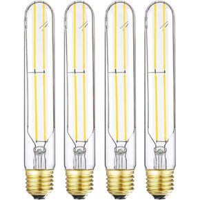 Dimmable T10 Edison Led Tubular Bulb 3000K Soft White,6W Vintage Led Filament Tube Bulb (60W Equivalent) 600lm, E26 Base Lamp Bulb for Display Cabinet Showcase Piano. (6-Pack.)