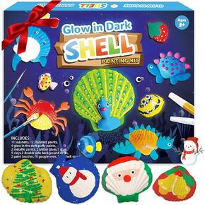 Arts & Crafts Gifts for Girls and Boys, Kids Sea Shell Painting Kit, Glow in The Dark Real Shell, Album Deco Craft Activities Kits Ages 4-8, DIY Creative Art Toys 3, 4, 5, 6, 7, 8-12 Year Old