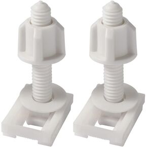 2 Pcs White Universal Plastic Toilet Seat Screws and Nuts with Rubber Washers, Hinge Bolts Screws Hinges Replacement Parts, Toilets and Toilet Parts, Toilet Seats