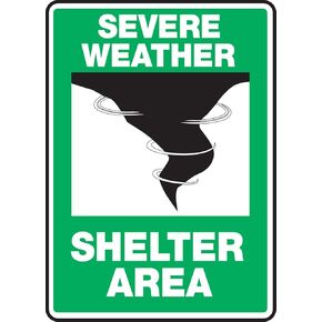 Accuform "Severe Weather - Shelter Area" Safety Sign, Plastic, 14 x 10 Inches (MFEX524VP)
