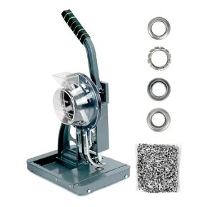 QWORK Semi-Automatic Grommet Machine, Heavy Duty Hand Press Eyelet Grommet Machine, Puncher Eyelet Feeding Tool, with 5000PCS 3/8"(10MM) Grommet for Banner, Awning, Poster