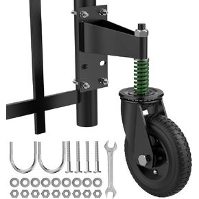 6" Gate Wheel, 500LB Capacities with 360 Degree Rotation, Tire Level Solid Heavy-Duty Gate Casters, Spring Shock Absorption Gate Wheels for Wooden, Metal and Tube Gates, Complete Fittings