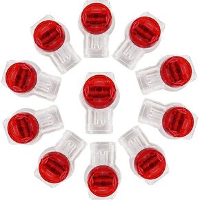 Waterproof Red Clear Button Telephone Wire Connectors UY Butt Splice Connector K3 Network Cable Terminals, Pack of 100