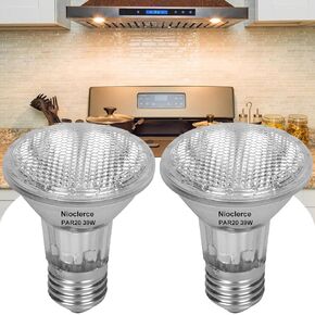 PAR20 Flood 39W 120V 480 Lumens- 2 Pack PAR20 Flood Light Bulbs 2800K Warm White, PAR20 Dimmable with E26 Base, Long Lasting 39W PAR20 Bulb for Recessed Lighting & Hood Range Light Bulbs