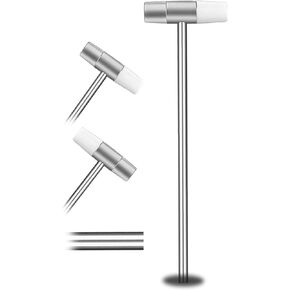 Dual Head Small Hammer, 7 Inches, Plastic Head and Metal Head, Black Plastic Grip, Double face Jewelry Mallet, Mini Hammer for Crafts, Watch, Tuning, Woodworking, Toys, DIY, Leather, Instruments