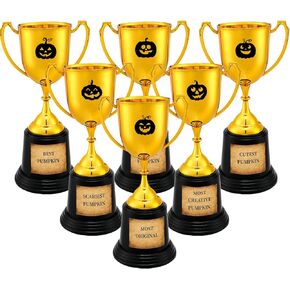 Tondiamo 6 Pcs Halloween Pumpkin Gold Award Trophy Cups Pumpkin Carving Prize Trophies Award Funny Pumpkin Awards and Trophies for Pumpkin Carving Contests Pumpkin Decorating Contests Pumpkin Prizes