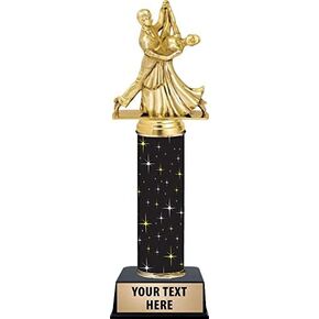 11 Inch Ballroom Dance Waltz Couple Trophies - Black Glimmer Ballroom Dance Waltz Couple Trophy Awards Prime