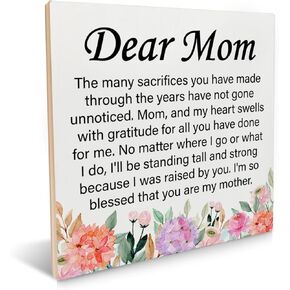 Mother Gifts Mom Wooden Sign Rustic to the World You Are a Mother Wood Sign Plaque Keepsake Desk Sign Home Decor for Mother's Day Birthday Christmas 6.2 X 6.2 Inches