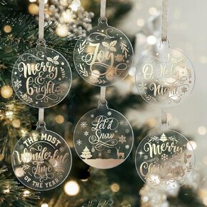 UNIQOOO 2024 Acrylic Ornaments Set of 12, Frosted Christmas Decorations, 6 Red & Green Designs, Sublimation Xmas Tree Ornaments, Sparkle Holiday Hanging Tags, Stocking Name Tag, Gifts Ideas, 3" Round