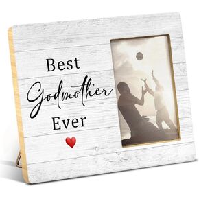 Yuzi-n Best Godmother Gifts, Godmother Gift From Godson Goddaughter, Godmother Baptism Gift, Best Godmother Ever Wood Picture Frame for 4x6 Inches Photo