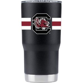 Gametime Sidekicks South Carolina 20oz Black Tumbler - Officially Licensed, 18/8 Stainless Steel, Double-walled, Vacuum-insulated, UV LED Printed Logos, Sweatless, Stays Hot/Cold - 360 Wrap