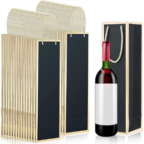 50 Pack Wine Bags Wine Bottles Gift Bags with Handles 13.8x3.8x3.8 Inch Reusable Liquor Bags with Gold Foil Print Kraft Bags Paper Wine Bottle Bag Gift for Birthday Party Wedding Bridal Shower (White)