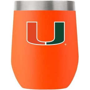 Gametime Sidekicks Miami 12oz Dark Orange Stemless Tumbler - Officially Licensed, 18/8 Stainless Steel, Double-walled, Vacuum-insulated, UV LED Printed Logos, Sweatless, Stays Hot/Cold -