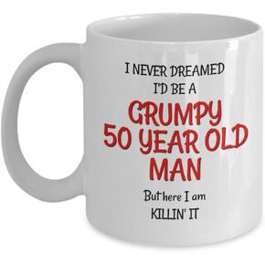 50th Birthday Gag Gift Present for Men - Funny Mugs for Him - Grumpy Old Man for 50 Year Old Friends Dad Husband Grandpa Coworker