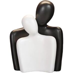 Couple Sculptures for Home Decor,Hugging Couple Figurines,Modern Couple Sculpture,Modern Romantic Sculptures for Living Room Bedroom Office Decor,Gift for Anniversary Valentine（Black+White）