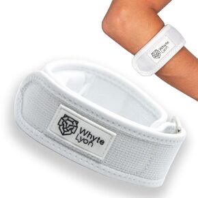Tennis Elbow Brace for Women and Men - Tendonitis Relief Gear for Pickleball Players and Golfers - Right and Left Arm Strap for Golf and More - Forearm Support Band - Training and Competition - White
