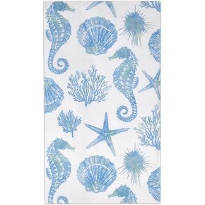 100 Sea Horse Guest Napkins 3 Ply Disposable Paper Tropical Ocean Beach Starfish Shell Teal Seahorse Dinner Hand Napkin for Gym Bathroom Powder Room Wedding Birthday Party Coastal Decorative Towels
