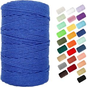 Macrame Cord, BYWORLD 3mm Cotton Rope 220 Yards(200m) Twine String, 100% Natural Cotton Colored Macrame Rope for Macrame Kit, Plant Hangers, Wall Hanging, Christmas or Wedding Decorative(White)