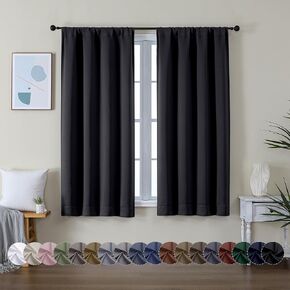 Simplebrand Ava Sage Green Blackout Curtains for Bedroom 63 Inch Length 2 Panels Set, Solid Thermal Insulated Energy Saving Rod Pocket Window Treatment Curtains Blackout Drapes, W40 x L63 Inch, Sage