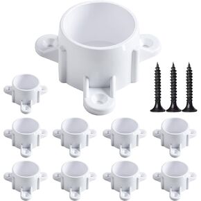 Table Screw Caps PVC Fittings, PVC Flange for 1-1/4" Schedule 40 PVC Pipe, DIY PVC Rod Holder Projects, Mounting Screws Included, Furniture-Grade [10 Pack]