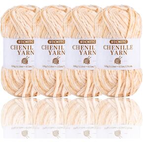 14OZ Chenille Yarn, Soft Velvet Chenille Yarn for Crocheting and Knitting, Velvet Yarn with Stitch Marker, Big Eye Needles for Scarves, Hats, Blankets DIY Weaving Crocheting HandCrafts Yarn