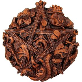 Dryad Design Cimaruta Pentacle Wall Plaque - Wiccan Pagan Italian Witchcraft Home Decor (Wood Finish)