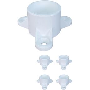 1-1/4" PVC Furniture Grade Table Cap, 6 Pcs Table Screw Caps PVC Fittings, Table Leg Cap, Rod Holder with Mounting Screws, White