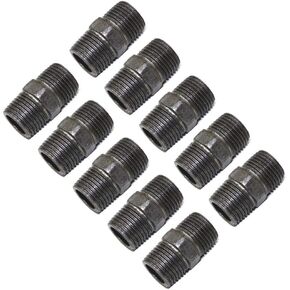 10PCS 1/2" x 1.5" Black Malleable Steel Nipples Fitting Industrial Piping Plumbing Supplies Thread Pipe Nipple Adapter Fittings