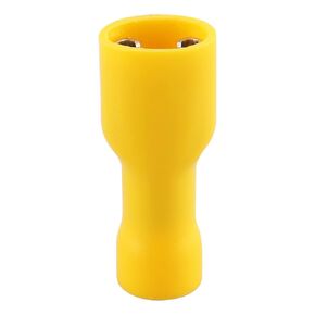 Baomain Female Quick disconnects Vinyl Fully Insulated Spade Wire Connector Electrical Crimp Terminal 12-10 AWG 6.3mm Yellow Pack of 100