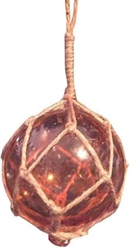 ديكور بحري مصنوع يدويًا من كرة زجاجية يابانية برتقالية لصيد السمك مع شبكة بنية لتزيين عيد الميلاد in Kuwait