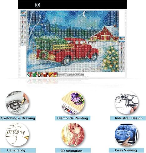 SevenFish Diamond Painting Accessories A4 Light Pad, Upgraded Light Board High Brightness No Black Dots Diamond Art Light Box for Diamond Painting Tools, Drawing/Tracing/Craft/Sketching/Weeding Vinyl in Kuwait