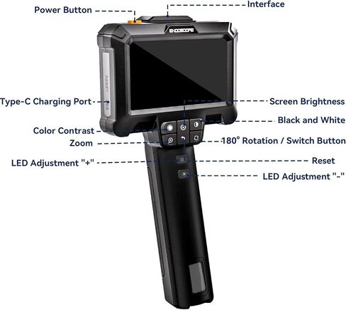 كاميرا Borescope، كاميرا منظار صناعية IPS مقاس 4.3 بوصة مع ضوء IP67 وكاميرا فحص مقاومة للماء وكاميرا ثعبان مع كابل شبه صلب بطول 16.5 قدم in Kuwait