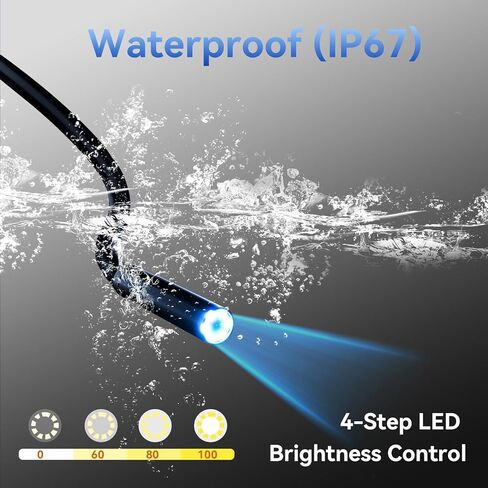 كاميرا Borescope، كاميرا منظار صناعية IPS مقاس 4.3 بوصة مع ضوء IP67 وكاميرا فحص مقاومة للماء وكاميرا ثعبان مع كابل شبه صلب بطول 16.5 قدم in Kuwait