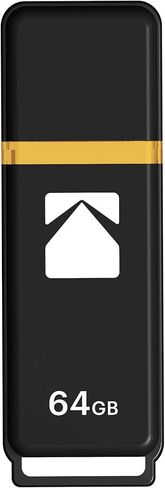 Kodak EKMMD64GK103 - USB Drive 3.2/3.1/3.0-64 GB - Classic Serie - K100 Model - Black mat casing with a Transparent Yellow Neck + a Cap in Kuwait